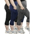 thumbnail image 1 of FORJOE 3PCS Yoga Capri Leggings for Women with Pockets Tummy Control High Waist Workout Yoga Pants, 1 of 7