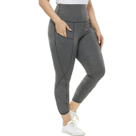 FORJOE Women's High Waist Yoga Pants with Pockets Plus Size Leggings with Pockets Tummy Control Workout Yoga Leggings