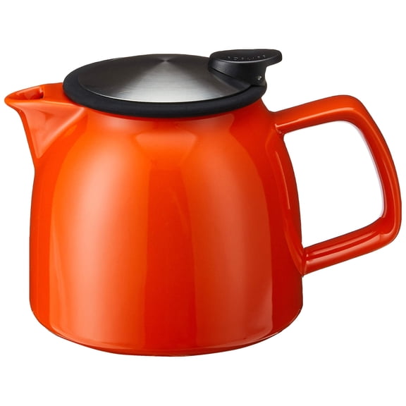 FORLIFE Bell Ceramic Teapot with Basket Infuser, 26-Ounce/770ml, Carrot