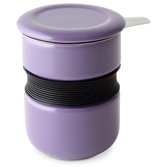 FORLIFE Curve Asian Style Tea Cup with Infuser and Lid, 12-Ounce, Purple