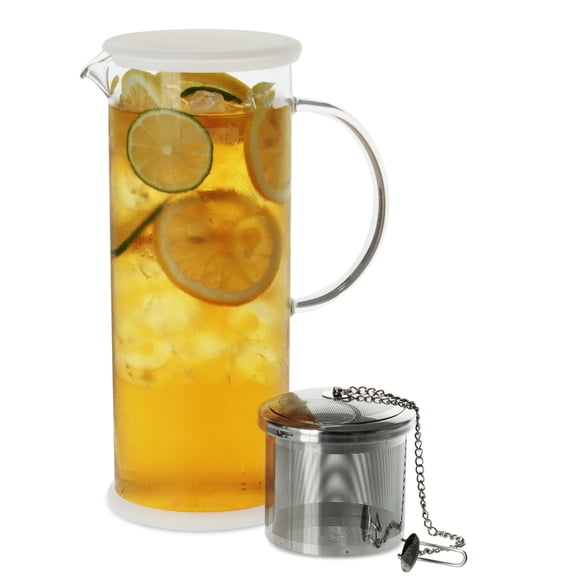 FORLIFE LUCENT Glass Iced Tea Jug with Capsule Infuser, 48-Ounce, Frost