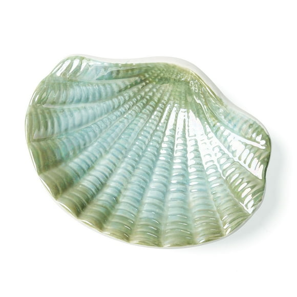 FORLONG Ceramic Ocean Seashell Soap Dish, for Bathroom,Tub and Kitchen Sink -Green C3