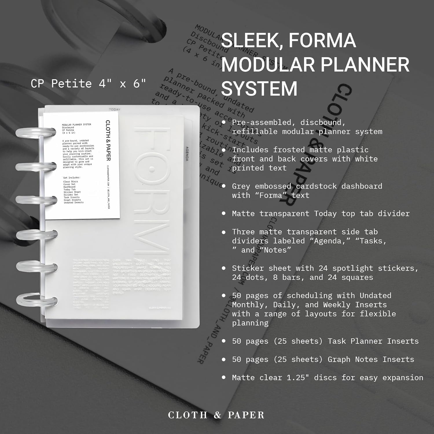 FORMA  Planner System – Premium Discbound CP Petite Undated Planner with  Discs, Covers, Dividers, Today Tab, Stickers & Inserts – Customizable Refillable Planning Organizer