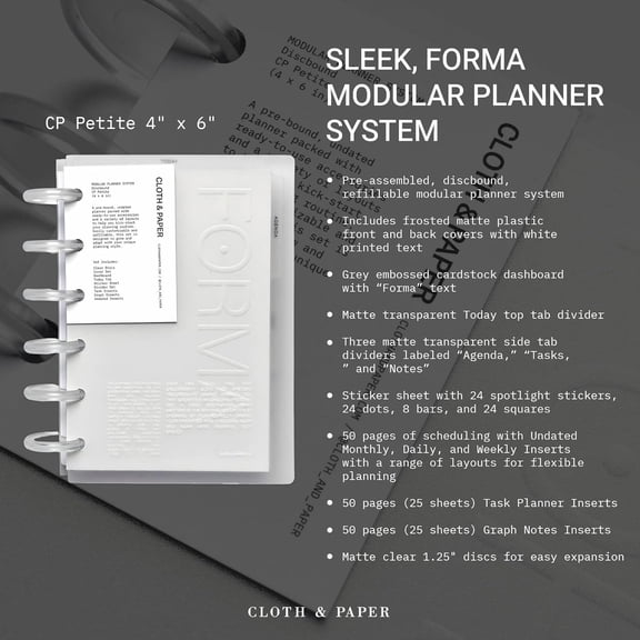 FORMA Planner System – Premium Discbound CP Petite Undated Planner with Discs, Covers, Dividers, Today Tab, Stickers & Inserts – Customizable Refillable Planning Organizer
