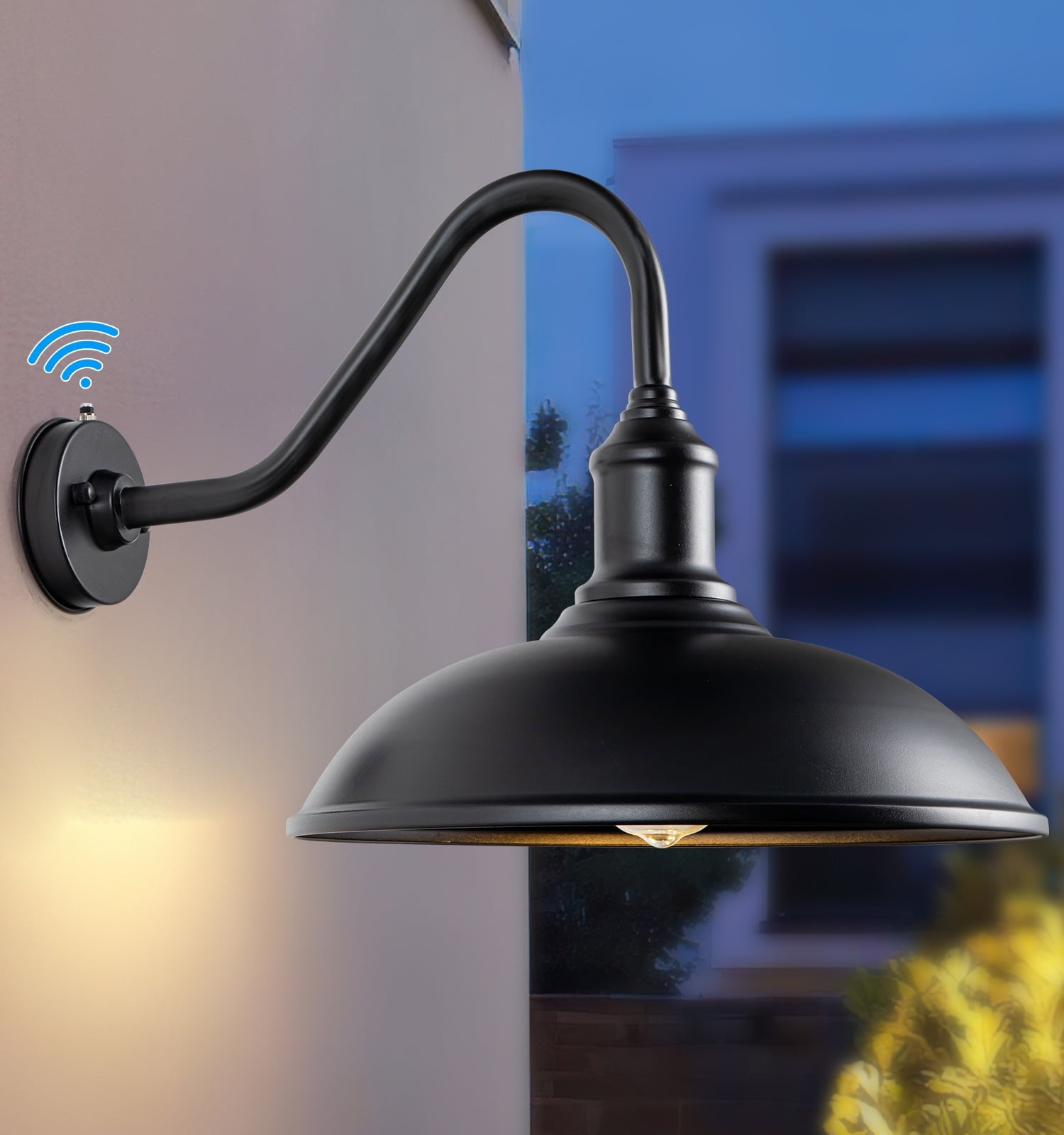 FORMAIMI 15" Black Dusk to Dawn Outdoor Wall Lights,  Gooseneck Barn Light forPatio,Garage