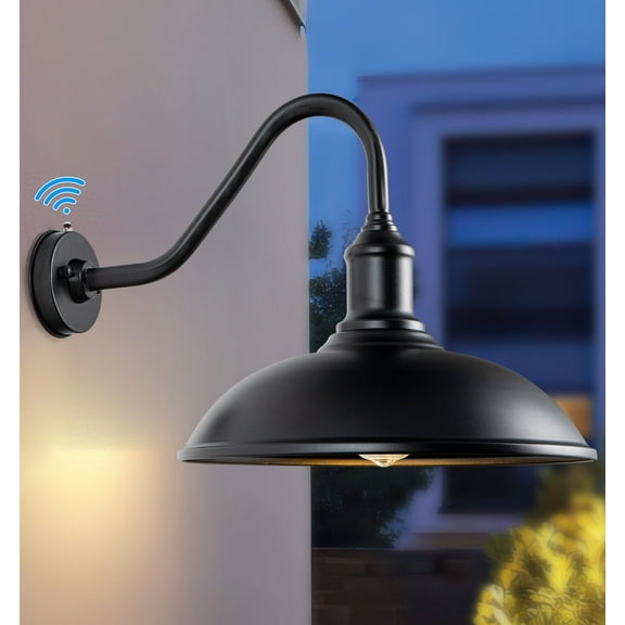 FORMAIMI 15" Black Dusk to Dawn Outdoor Wall Lights,  Gooseneck Barn Light forPatio,Garage