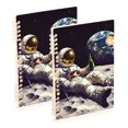 thumbnail image 1 of FORMRS 1-Subject Spiral Notebook 8" x 5" College Ruled 60 Refillable Sheet A5 Hard Cover, 2 Pack, Beige Astronaut, 1 of 7