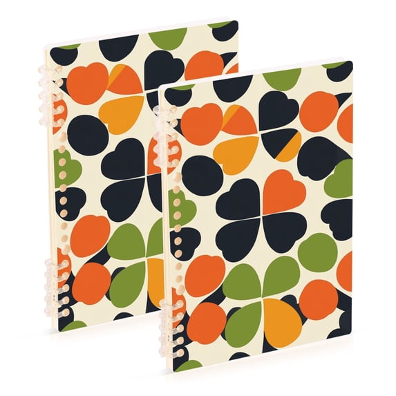 FORMRS 1-Subject Spiral Notebook 8" x 5" College Ruled 60 Refillable Sheet A5 Hard Cover, 2 Pack, Black Clover Pattern