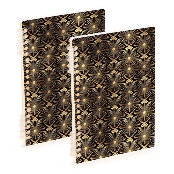 FORMRS 1-Subject Spiral Notebook 8" x 5" College Ruled 60 Refillable Sheet A5 Hard Cover, 2 Pack, Black Floral Pattern