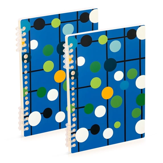 FORMRS 1-Subject Spiral Notebook 8" x 5" College Ruled 60 Refillable Sheet A5 Hard Cover, 2 Pack, Blue Abstract