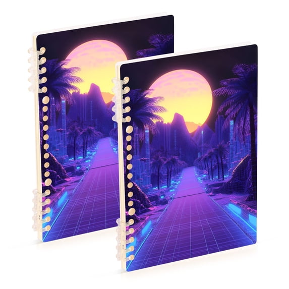 FORMRS 1-Subject Spiral Notebook 8" x 5" College Ruled 60 Refillable Sheet A5 Hard Cover, 2 Pack, Blue Road