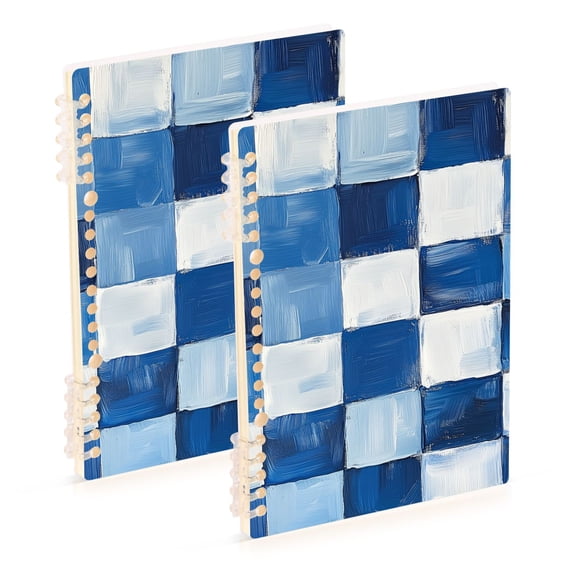 FORMRS 1-Subject Spiral Notebook 8" x 5" College Ruled 60 Refillable Sheet A5 Hard Cover, 2 Pack, Blue and Gray Plaid Pattern
