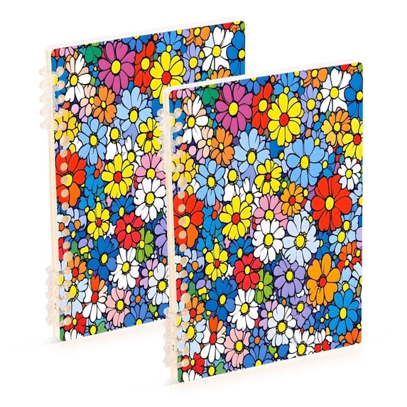 FORMRS 1-Subject Spiral Notebook 8" x 5" College Ruled 60 Refillable Sheet A5 Hard Cover, 2 Pack, Floral Fiesta