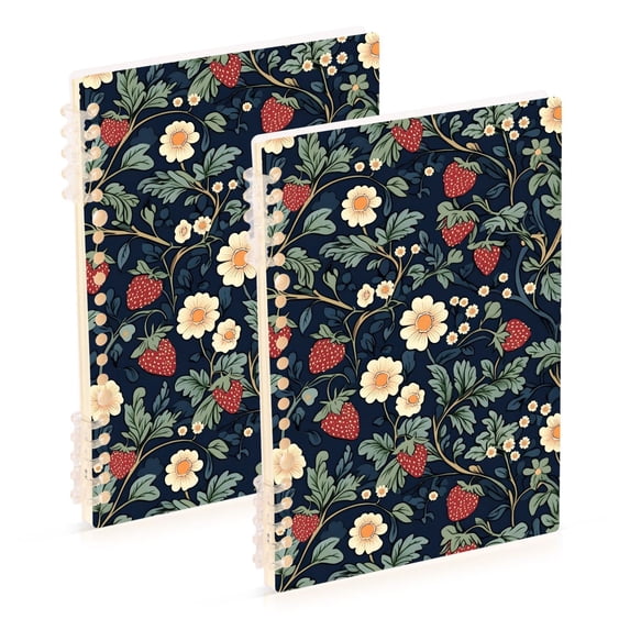 FORMRS 1-Subject Spiral Notebook 8" x 5" College Ruled 60 Refillable Sheet A5 Hard Cover, 2 Pack, Floral Raspberry Pattern