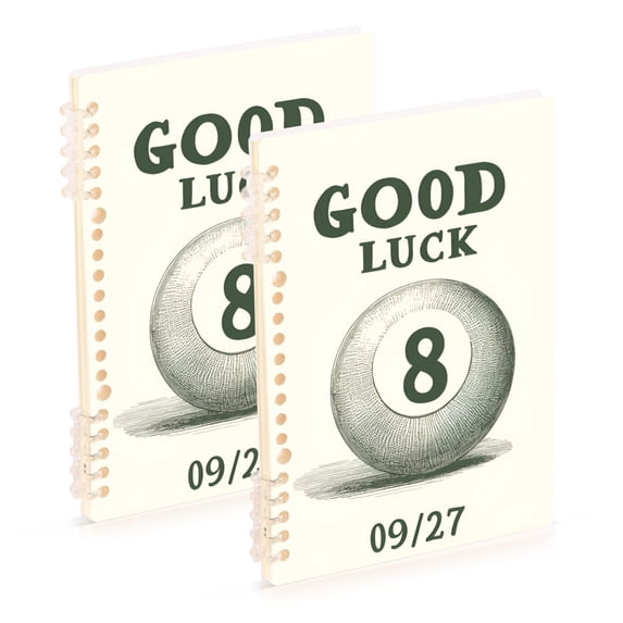 FORMRS 1-Subject Spiral Notebook 8" x 5" College Ruled 60 Refillable Sheet A5 Hard Cover, 2 Pack, Good Luck Billiard