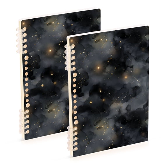 FORMRS 1-Subject Spiral Notebook 8" x 5" College Ruled 60 Refillable Sheet A5 Hard Cover, 2 Pack, Gray Sky Pattern