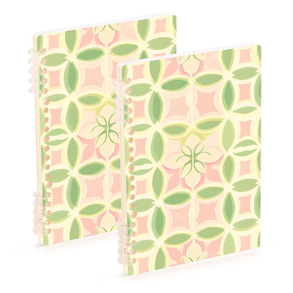 FORMRS 1-Subject Spiral Notebook 8" x 5" College Ruled 60 Refillable Sheet A5 Hard Cover, 2 Pack, Light Green Geometric