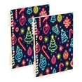 thumbnail image 1 of FORMRS 1-Subject Spiral Notebook 8" x 5" College Ruled 60 Refillable Sheet A5 Hard Cover, 2 Pack, Neon Christmas, 1 of 7
