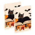 thumbnail image 1 of FORMRS 1-Subject Spiral Notebook 8" x 5" College Ruled 60 Refillable Sheet A5 Hard Cover, 2 Pack, Orange Halloween Cat, 1 of 7