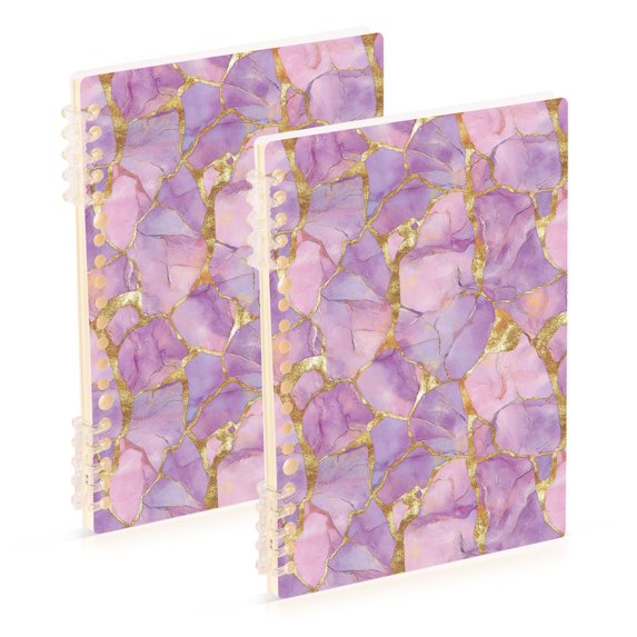 FORMRS 1-Subject Spiral Notebook 8" x 5" College Ruled 60 Refillable Sheet A5 Hard Cover, 2 Pack, Pastel Pink Marble Pattern