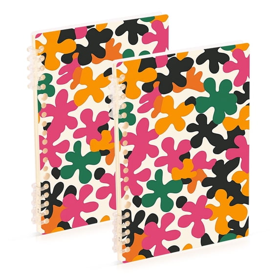FORMRS 1-Subject Spiral Notebook 8" x 5" College Ruled 60 Refillable Sheet A5 Hard Cover, 2 Pack, Pink Floral Blooms
