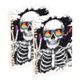 thumbnail image 1 of FORMRS 1-Subject Spiral Notebook 8" x 5" College Ruled 60 Refillable Sheet A5 Hard Cover, 2 Pack, Skeleton with Glasses, 1 of 7