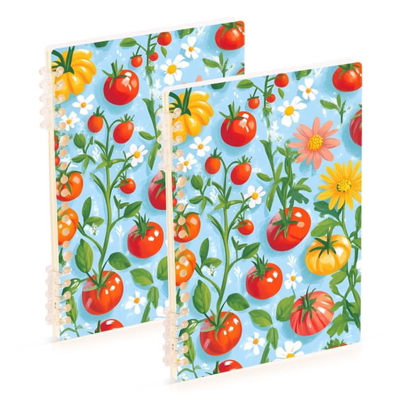 FORMRS 1-Subject Spiral Notebook 8" x 5" College Ruled 60 Refillable Sheet A5 Hard Cover, 2 Pack, Various Tomatoes