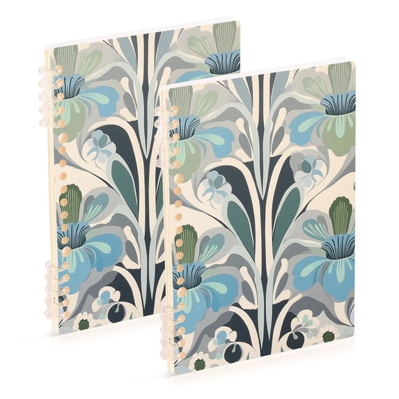 FORMRS 1-Subject Spiral Notebook 8" x 5" College Ruled 60 Refillable Sheet A5 Hard Cover, 2 Pack, Vibrant Abstract Design