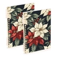 thumbnail image 1 of FORMRS 1-Subject Spiral Notebook 8" x 5" College Ruled 60 Refillable Sheet A5 Hard Cover, 2 Pack, White Christmas Leaves, 1 of 7