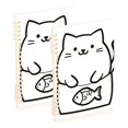 thumbnail image 1 of FORMRS 1-Subject Spiral Notebook 8" x 5" College Ruled 60 Refillable Sheet A5 Hard Cover, 2 Pack, White Chubby Cat, 1 of 7