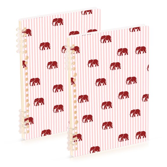 FORMRS 1-Subject Spiral Notebook 8" x 5" College Ruled 60 Refillable Sheet A5 Hard Cover, Cartoon Elephant Pattern