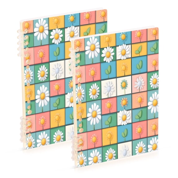 FORMRS 1-Subject Spiral Notebook 8" x 5" College Ruled 60 Refillable Sheet A5 Hard Cover, Daisy Mosaic