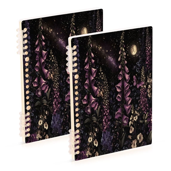 FORMRS 1-Subject Spiral Notebook 8" x 5" College Ruled 60 Refillable Sheet A5 Hard Cover, Dark Gothic Floral