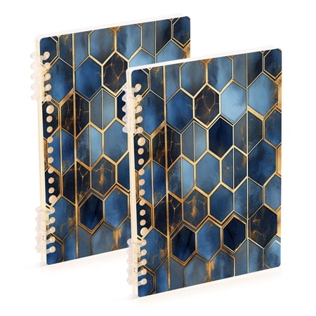 FORMRS 1-Subject Spiral Notebook 8" x 5" College Ruled 60 Refillable Sheet A5 Hard Cover, Elegant Hexagon Pattern