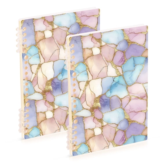 FORMRS 1-Subject Spiral Notebook 8" x 5" College Ruled 60 Refillable Sheet A5 Hard Cover, Elegant Marble Pattern
