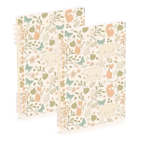 FORMRS 1-Subject Spiral Notebook 8" x 5" College Ruled 60 Refillable Sheet A5 Hard Cover, Forest Pastel