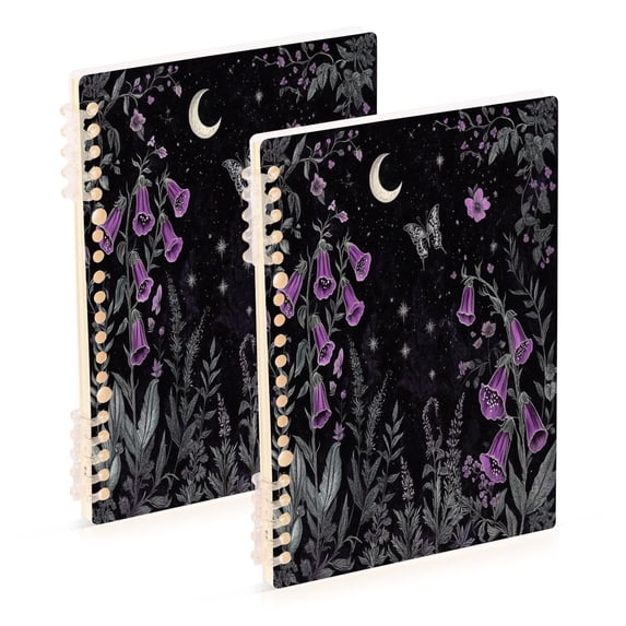 FORMRS 1-Subject Spiral Notebook 8" x 5" College Ruled 60 Refillable Sheet A5 Hard Cover, Gothic Floral Print