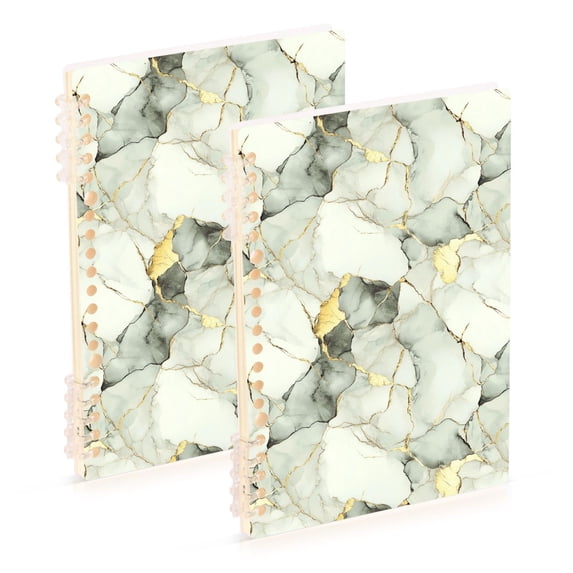 FORMRS 1-Subject Spiral Notebook 8" x 5" College Ruled 60 Refillable Sheet A5 Hard Cover, Gray Marble Pattern