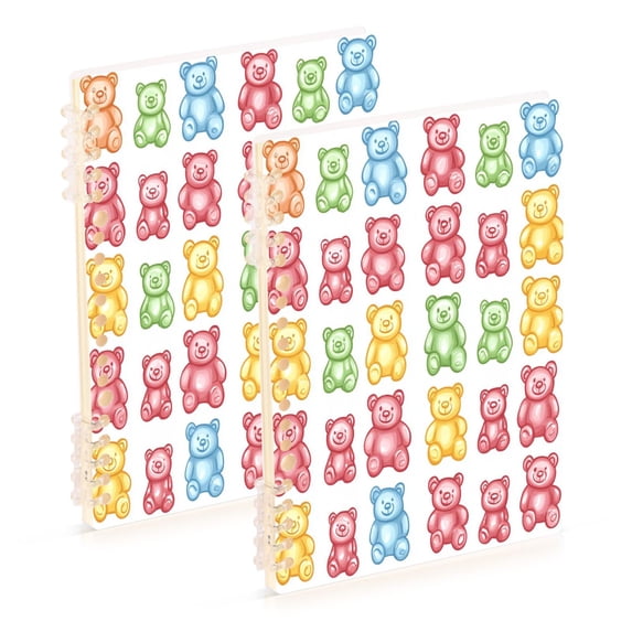 FORMRS 1-Subject Spiral Notebook 8" x 5" College Ruled 60 Refillable Sheet A5 Hard Cover, Gummy Bear Pattern