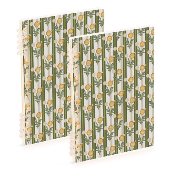 FORMRS 1-Subject Spiral Notebook 8" x 5" College Ruled 60 Refillable Sheet A5 Hard Cover, Olive Green Flowers