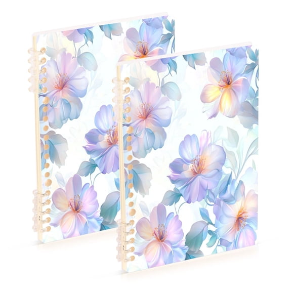 FORMRS 1-Subject Spiral Notebook 8" x 5" College Ruled 60 Refillable Sheet A5 Hard Cover, Pastel Flower Pattern