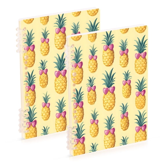 FORMRS 1-Subject Spiral Notebook 8" x 5" College Ruled 60 Refillable Sheet A5 Hard Cover, Pineapple Love