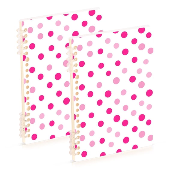 FORMRS 1-Subject Spiral Notebook 8" x 5" College Ruled 60 Refillable Sheet A5 Hard Cover, Purple Polka Dots