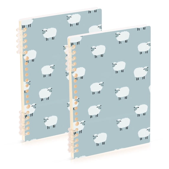 FORMRS 1-Subject Spiral Notebook 8" x 5" College Ruled 60 Refillable Sheet A5 Hard Cover, Simple Sheep Pattern