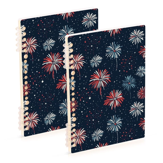 FORMRS 1-Subject Spiral Notebook 8" x 5" College Ruled 60 Refillable Sheet A5 Hard Cover, Starry Fireworks Pattern