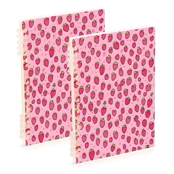 FORMRS 1-Subject Spiral Notebook 8" x 5" College Ruled 60 Refillable Sheet A5 Hard Cover, Strawberry Bliss