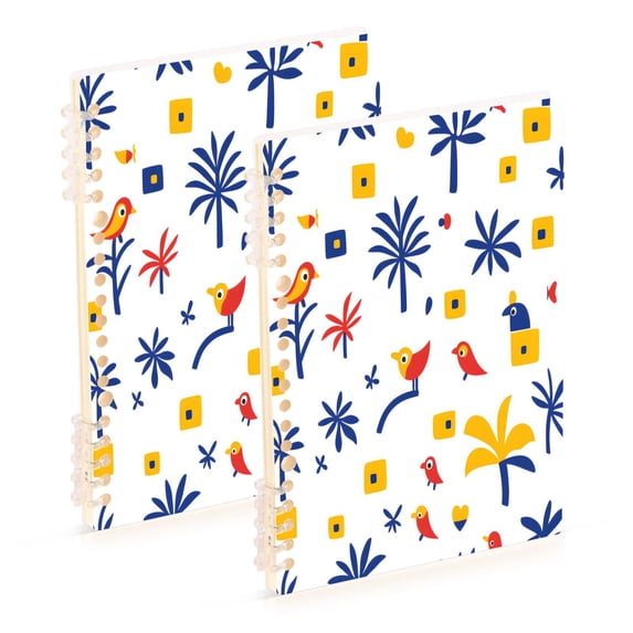 FORMRS 1-Subject Spiral Notebook 8" x 5" College Ruled 60 Refillable Sheet A5 Hard Cover, Tropical Rhythm