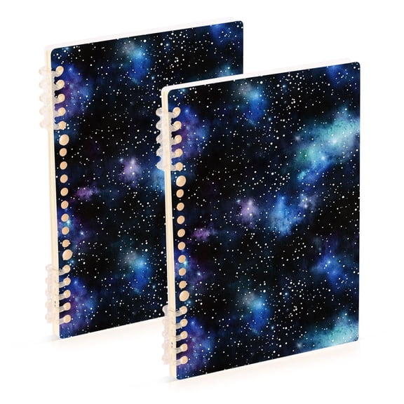 FORMRS 1-Subject Spiral Notebook 8" x 5" College Ruled 60 Refillable Sheet A5 Hard Cover, Watercolor Galaxy