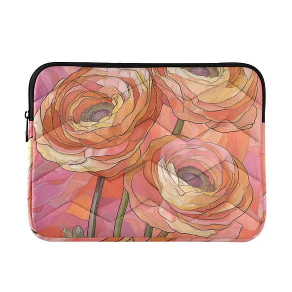 FORMRS 13-13.3 inch Laptop Sleeve Case Soft Carrying Quilted Computer Bag Cover, Abstract Pink Flowers