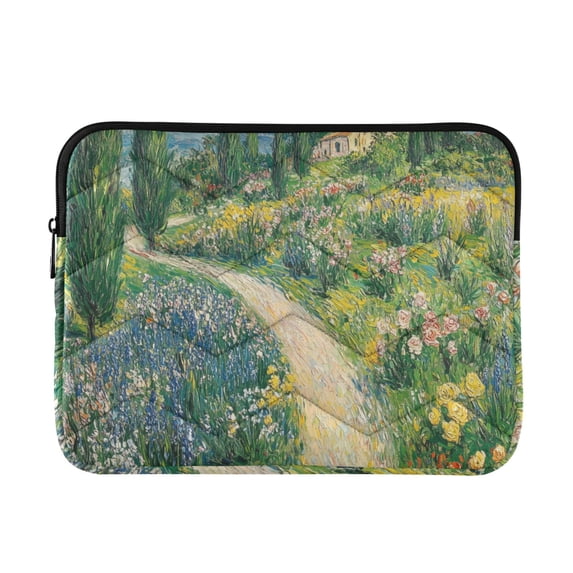 FORMRS 13-13.3 inch Laptop Sleeve Case Soft Carrying Quilted Computer Bag Cover, Art Garden Scene